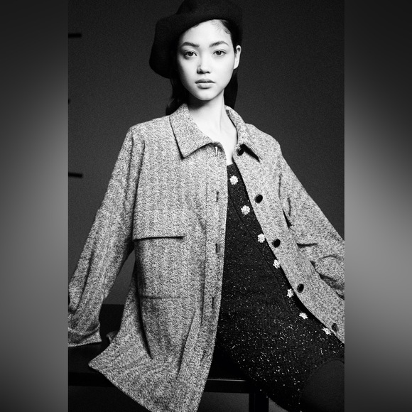 Zara Herringbone Metal Button Down Shirt/Jacket - Picture 2 of 5